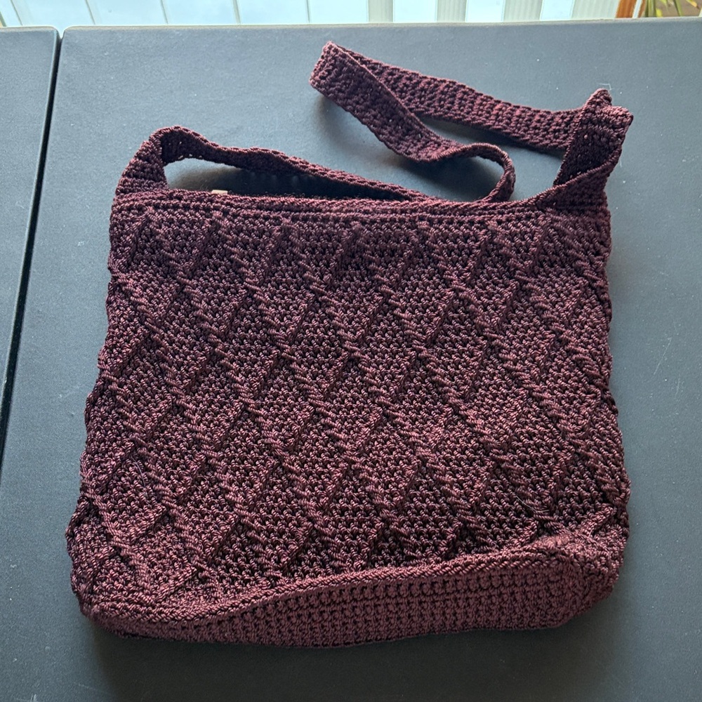 The Sak Elegant Burgundy Knit Shoulder Bag